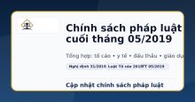 Chính sách pháp luật nổi bật có hiệu lực từ cuối tháng 05/2019