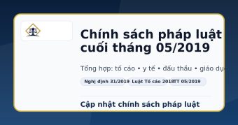 Chính sách pháp luật nổi bật có hiệu lực từ cuối tháng 05/2019